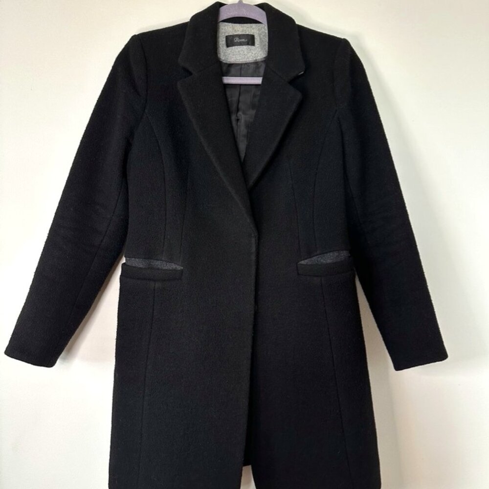 Roem, long wool coat, black, Size S
